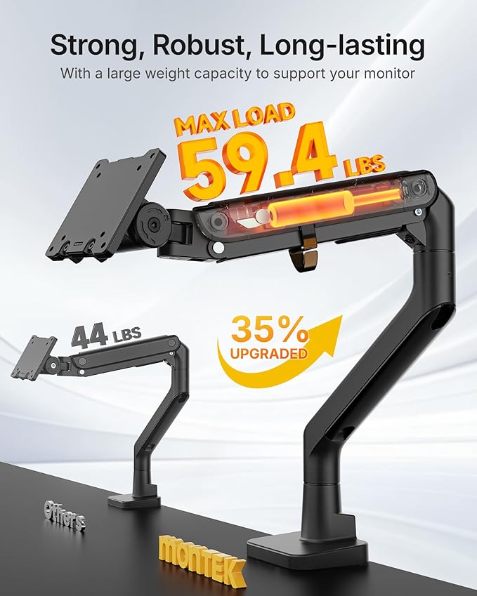 monTEK Heavy-Duty Monitor Arm for 17-57" Ultrawide Curved Screen, Supports up - Image 6