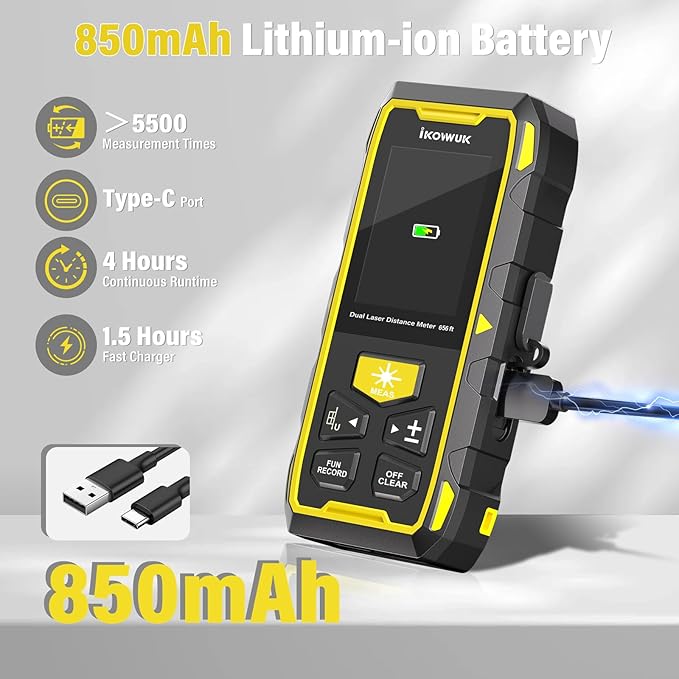 IKOVWUK Dual Laser Measuring Tool, 393FT/120M Bilateral Laser Distance Meter 6 - Image 6