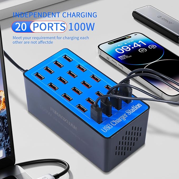 USB Charging Station, 100W 20-Port Multi Device Charger - Image 6