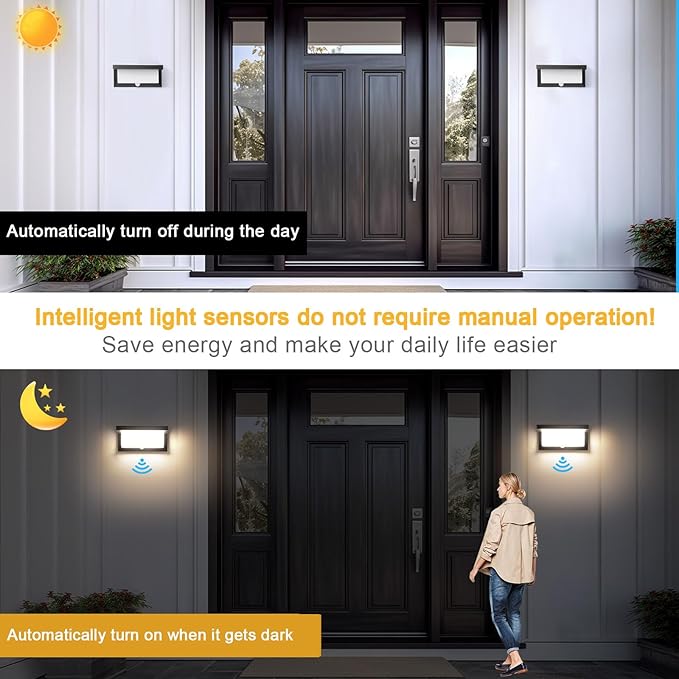 Sorfia 18W Motion Sensor Outdoor Lights Wired, IP65 Aluminum LED Outdoor Motion - Image 3