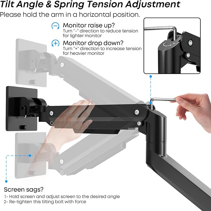 Premium Heavy Duty Monitor Arm for 17 to 49 inch Screens up to 44lbs, Fully - Image 4