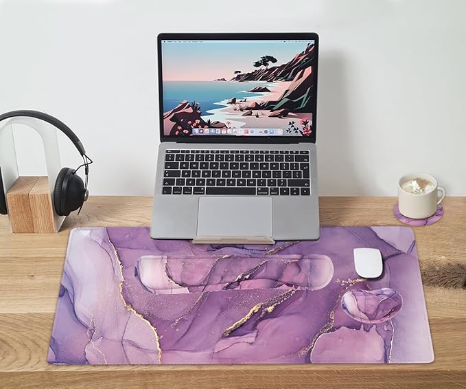 Large Keyboard Mouse Pad Set, Extended Mouse Pad+Keyboard Wrist Rest Support - Image 6