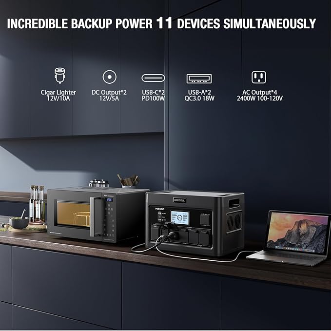 Portable Power Station 2400W, 1843Wh LiFePO4 Solar Generator UPS Home Battery - Image 4