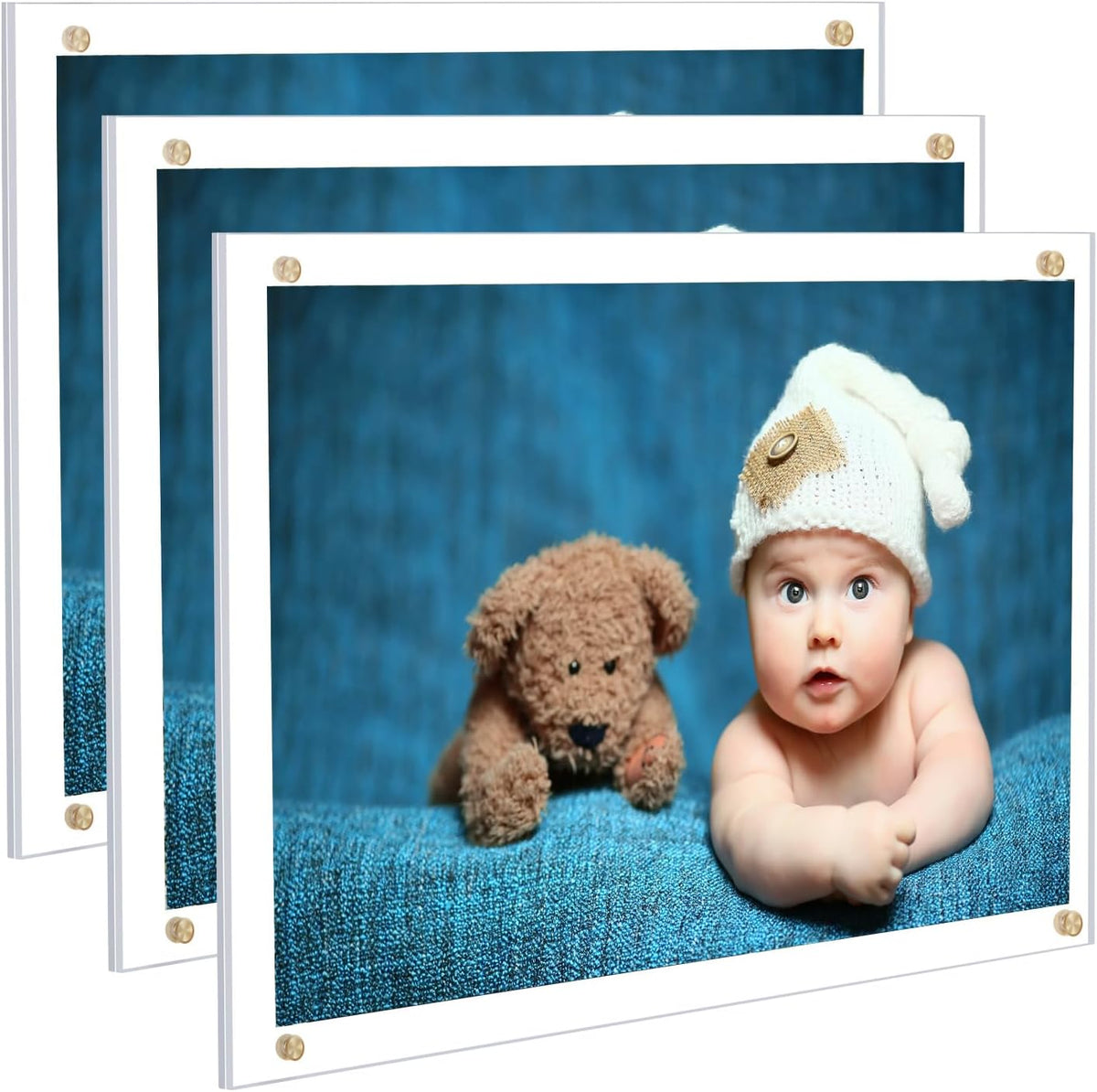 Kalami 3 Pack 8x10 Picture Frame Wall Mount Self Adhesive, Full Frame Size 10x11