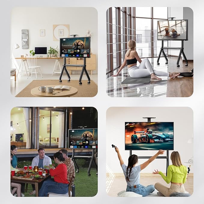 Sylvox Rolling TV Stand for 43-55 Inch Outdoor TVs, Mobile TV Cart Floor TV - Image 6