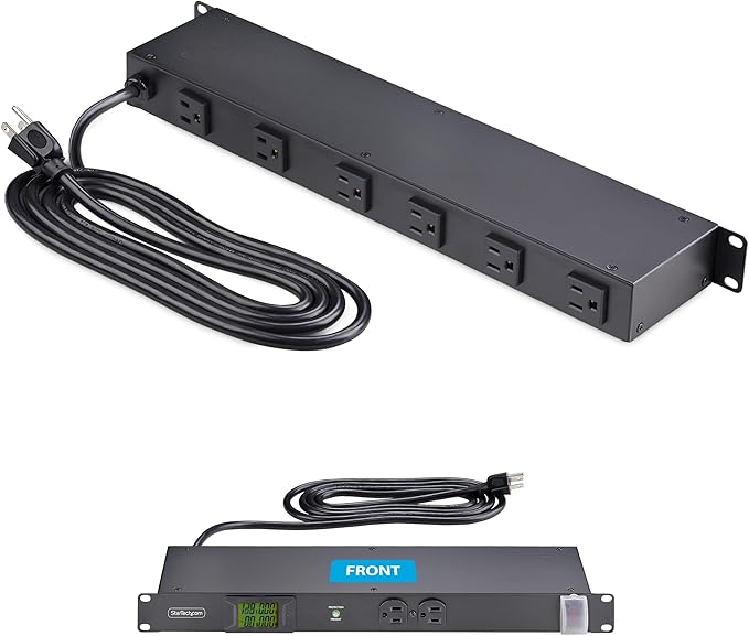 StarTech.com 8-Outlet Horizontal Rack Mount Metered PDU, 1U Server Power Strip - Image 2