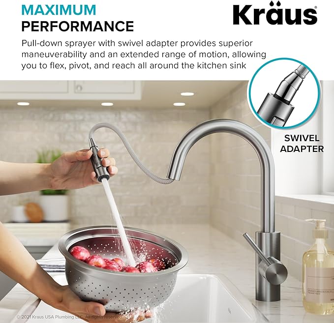 KRAUS Oletto Single Handle Pull Down Kitchen Faucet - Image 6