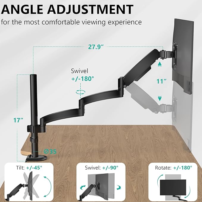 WALI Single Long Monitor Arm - Image 2