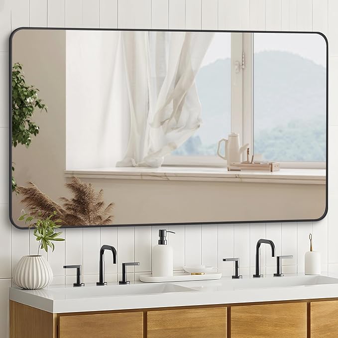 36" x 48"Bathroom Mirror, Matte Black Wall Mirror - Image 3