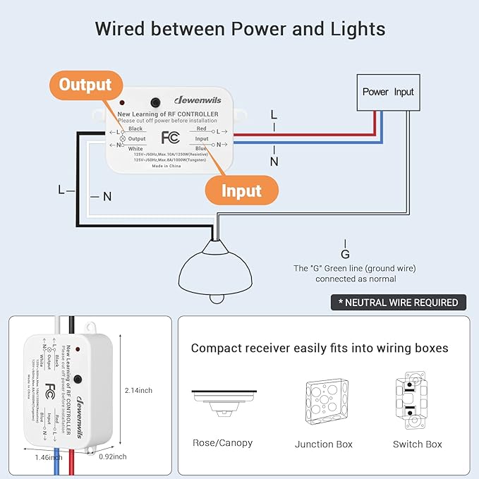 DEWENWILS Wireless Light Switch and Receiver Kit, No in-Wall Wiring Required - Image 6