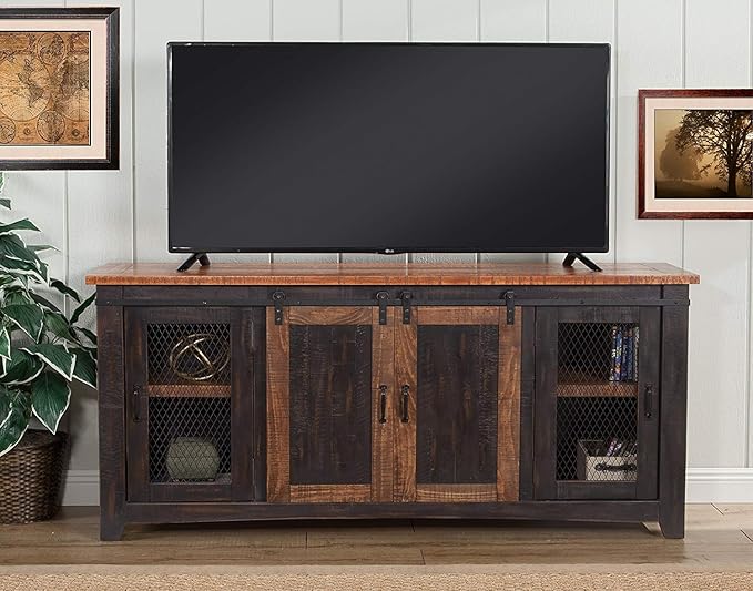 Martin Svensson Home Santa Fe Solid Wood TV Stand, Antique Black and Aged - Image 8