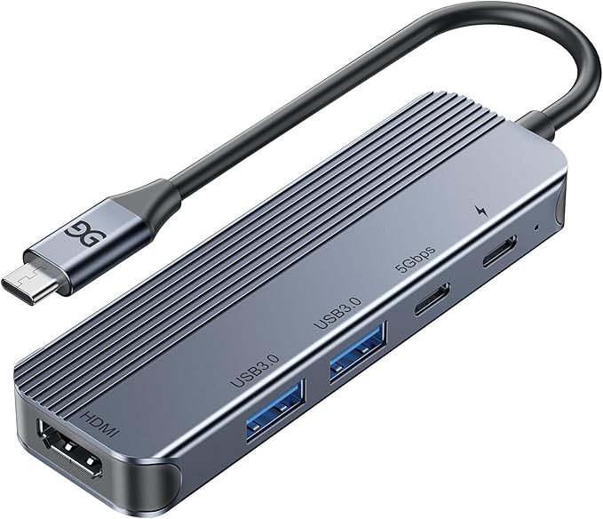 GUSGU USB C Hub with 4K HDMI, 2*USB 3.0, 5Gbps Type C Port, PD Charging 100W by GUSGU