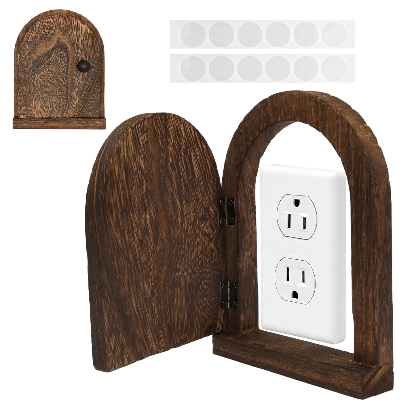 2 Pack Fairy Door Outlet Covers, Wooden Outlet Covers, Wood Door Shape Romantic Fairy Doors Outlet Cover Plate, No Drilling Outlet Cover Plates, Decorative Wall Outlet Cover for Children and Pets