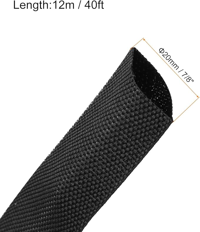 MECCANIXITY Braided Cable Sleeves Heat Shrinkable Fabric Sleeving, 7/8" 40ft - Image 2