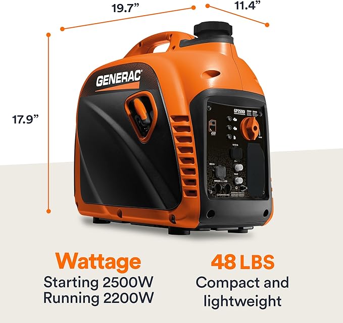 Generac 2, 500-Watt Gas Powered Portable Inverter Generator - Image 6