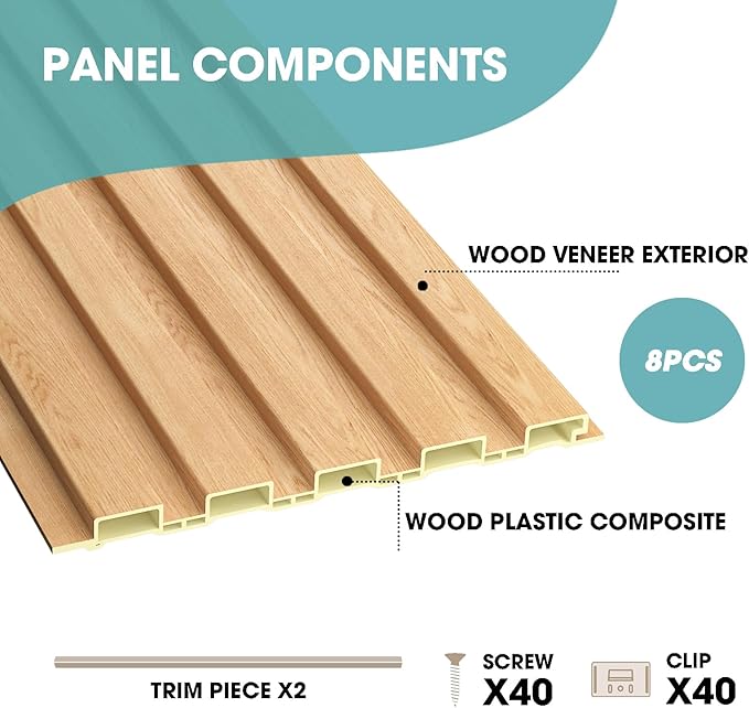 OUZUGIE WPC Acoustic Slat Wall Paneling, Living Room, TV Background, Study Room - Image 4