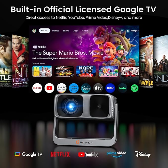 2000 ANSI Official Licensed Google TV Outdoor Projector 4K Full HD, Smart - Image 2