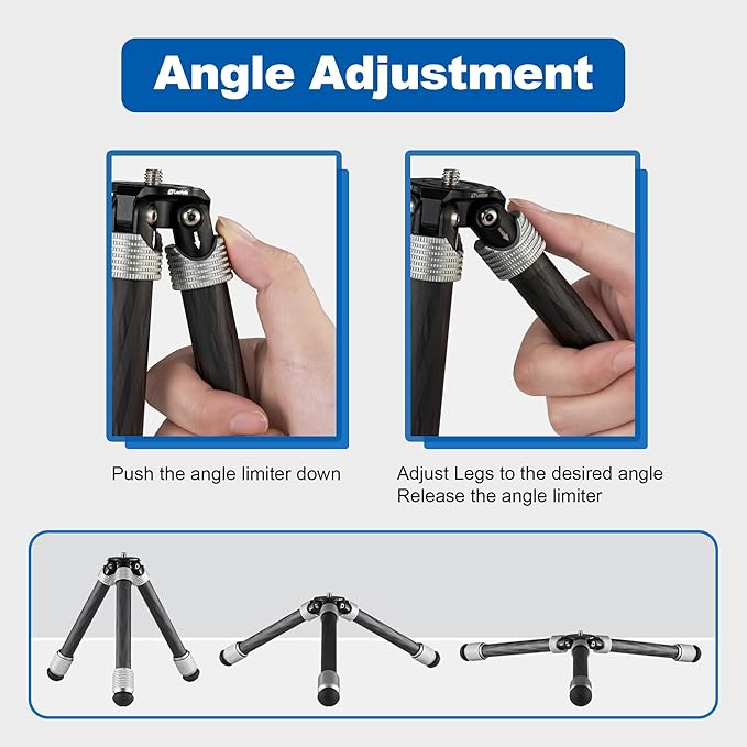 LEOFOTO Carbon Fiber Small Tabletop Travel Tripod, Weight 108g/0.23lb, Maxload - Image 3