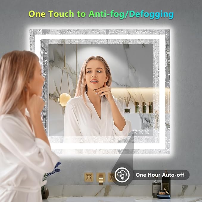 YEELAIT 32x36 Inch RGB LED Bathroom Mirror Front Light and RGB Backlit Lighted - Image 5