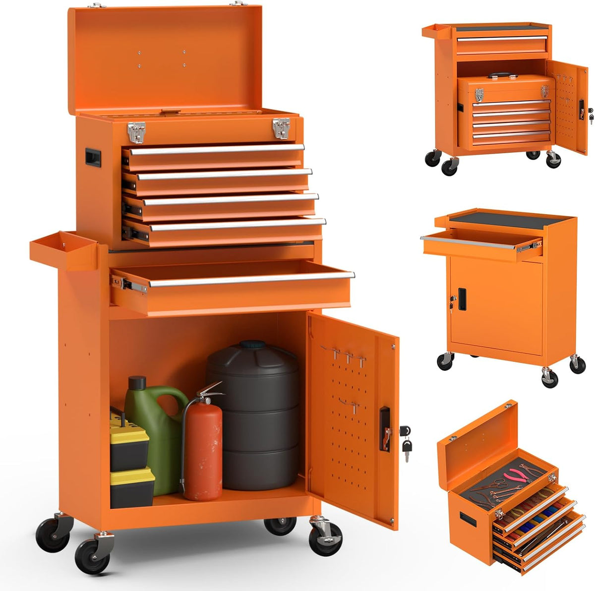 5-drawer high capacity rolling tool chest, removable cabinet, main product view