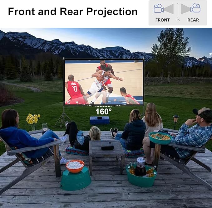 TOWOND Projector Screen with Stand, 120 inches Indoor Projector Screen Outdoor - Image 7