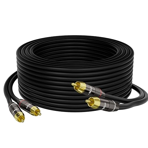 RCA Cable 100 FT, 2RCA to 2RCA Stereo Audio Cable, 【Zinc Alloy Shells, by Mygatti