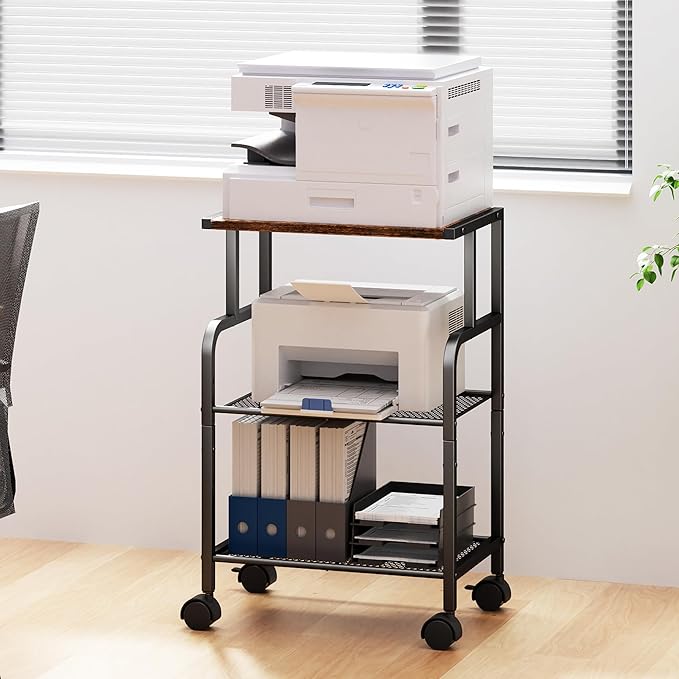 Alexayhome Printer Cart with Wheels, Small Printer Stand with Storage, Printer - Image 2