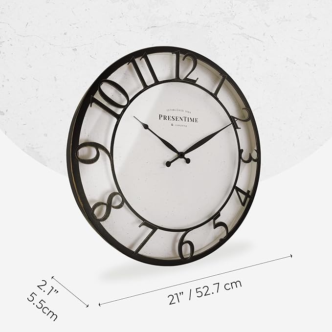 Presentime & Co 21" Farmhouse Series Wall Clock, Vintage Style, Retro Clock - Image 7