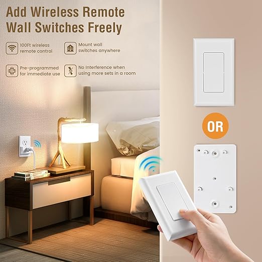 SURAIELEC Wireless Light Switch Remote Control Outlet, No Wiring Needed - Image 2