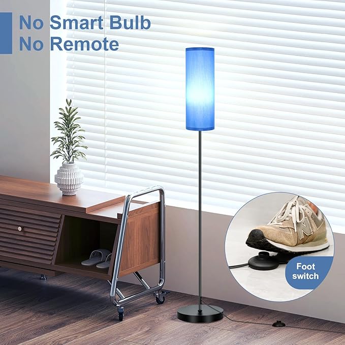FRIDEKO HOME Floor Lamp with Blue Shade, Simple Design with Foot Pedal Switch - Image 4