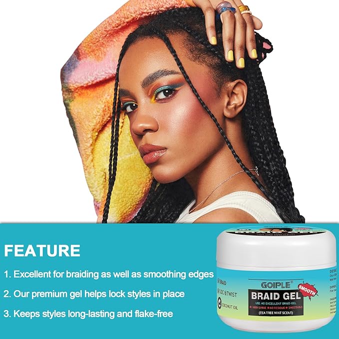 Braid & Loc Gel Good for Twist, Edge No Flake Extra Hold High Shine Braiding - Image 5