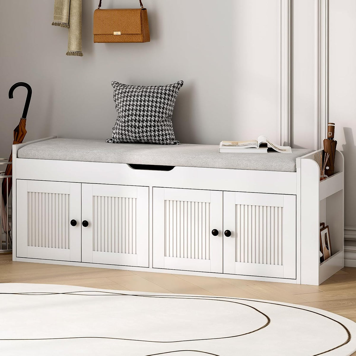 47.2" storage bench - entryway shoe bench with, main product view