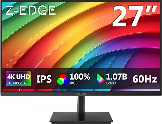 Z-Edge U27P4K 27-inch 4K Monitor IPS Ultra HD 3840x2160, 60Hz Refresh Rate by ZZ-EDGE