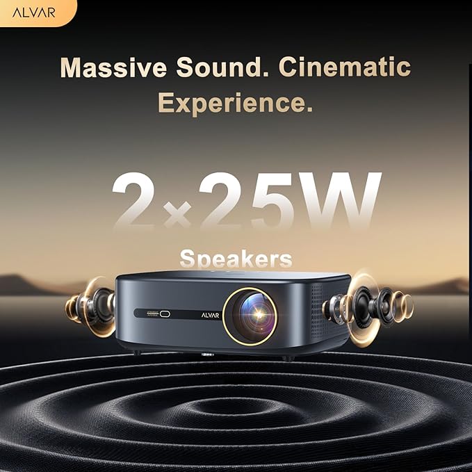 Alvar Smart Projector with WiFi 6 and Bluetooth 5.3, 50W Speakers, NetfIix - Image 4