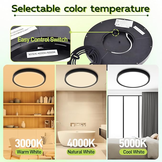 hykolity 2 Pack 9 Inch Selectable CCT LED Round Flat Panel Light, 18W 1800LM - Image 2