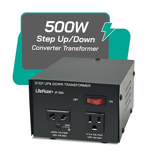 LiteFuze 500W Japan Voltage Converter Transformer – Step Up/Down 100V to 120V / - Image 5