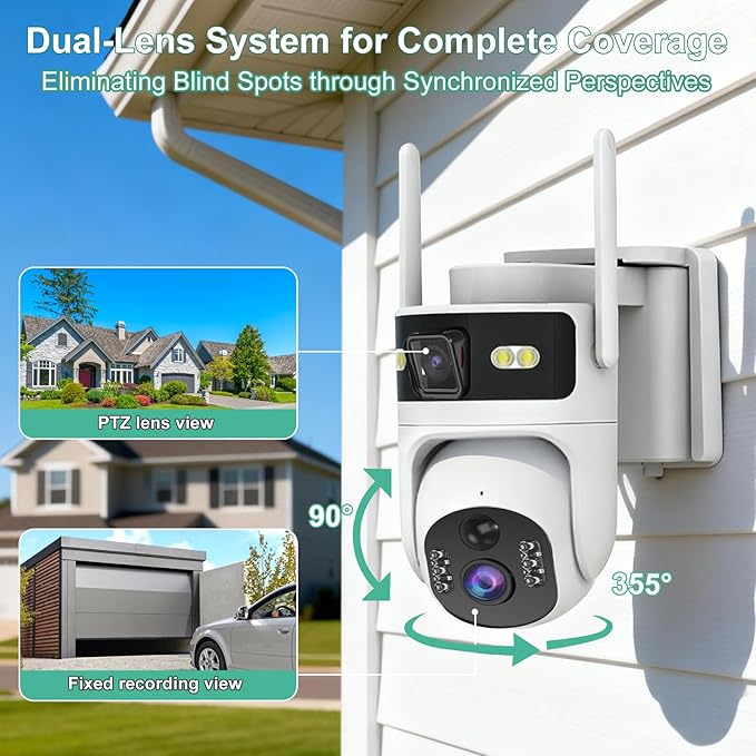 Kweiugfi 4G LTE Cellular Security Camera Dual Lens Outdoor, 180-Day Unlimited - Image 4