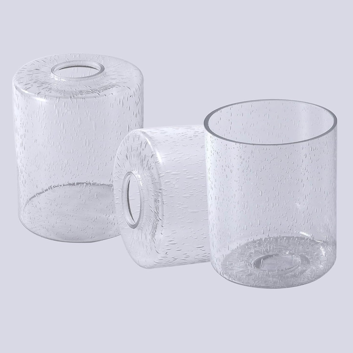 3 Pack Seeded Glass Lamp Shade Replacement, 5.7 in Height, 4.72 in Diameter, 1.7inch Fitter Opening, Bubble Seeded Glass Replacement for Wall sconces, Chandeliers and Bathroom Vanity Lights.