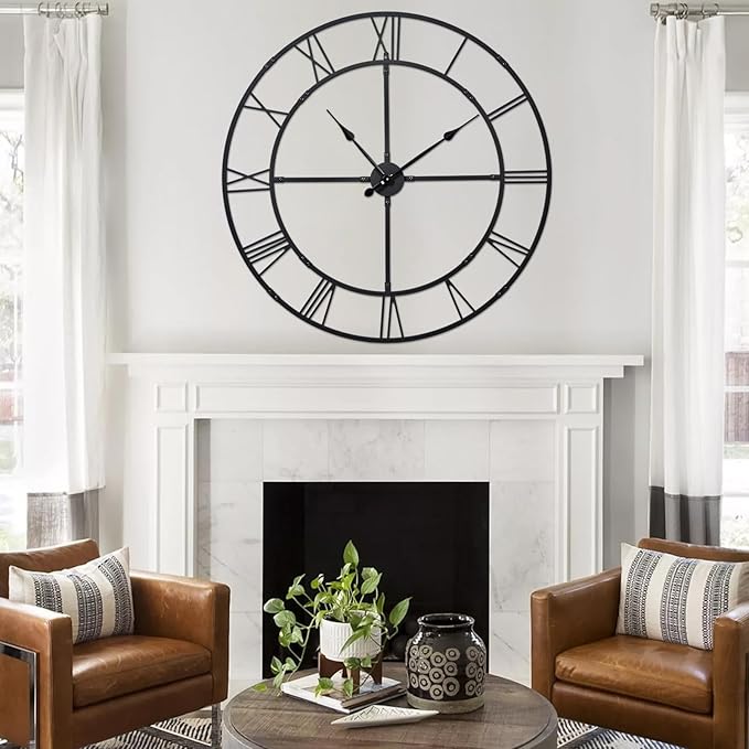 Ohweog Large Wall Clock for Living Room Decor – 32 Inch Silent Non-Ticking - Image 3