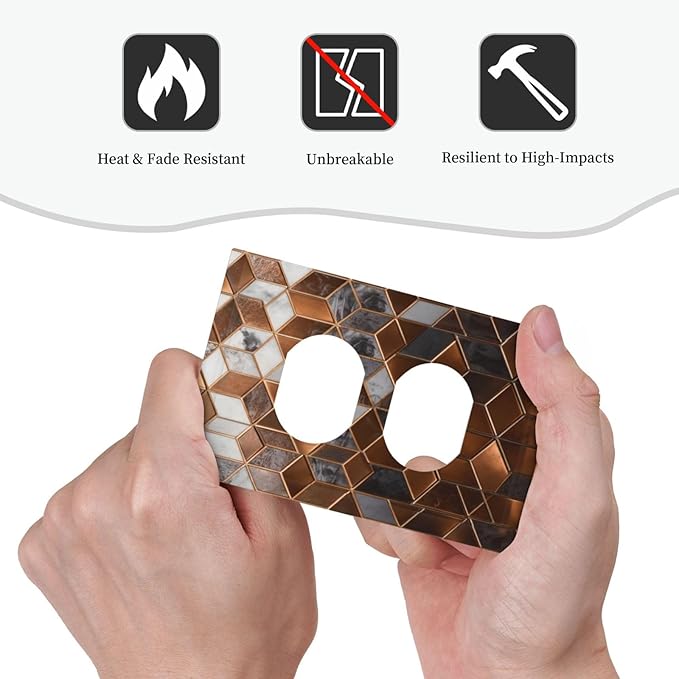 Bvtewkhz Brown Abstract Luxury Modern Geometric Cubic Marble Duplex Outlet - Image 5