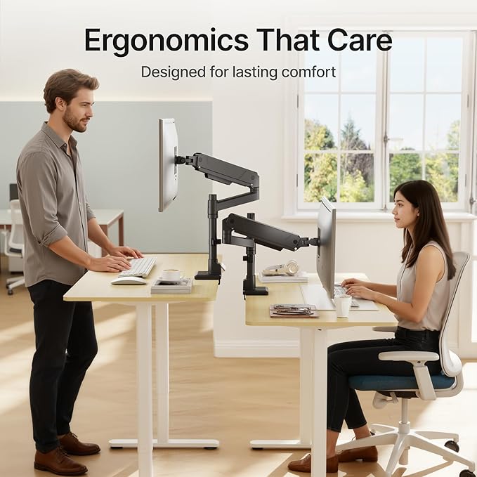 monTEK Tall Single Monitor Arm for 17 to 45 Inch Curved Screen Adjustable - Image 8