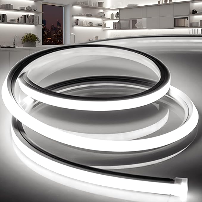 VOEWT LED Strip Lights Daylight White 6000K, 16.4ft 110-120V Neon Rope Lights by VOEWT
