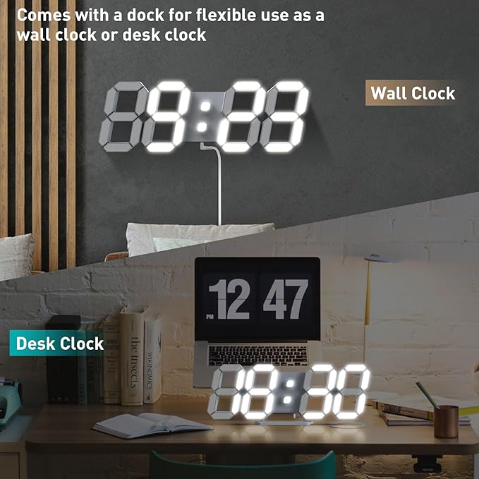 EDUP HOME 3D LED Digital Wall Clock/Desk Alarm Clock - Image 5