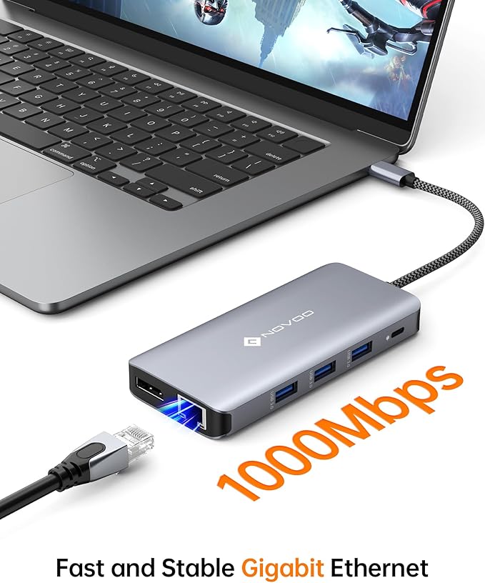 USB C Docking Station, NOVOO Triple Display Type C Hub Dual Monitor HDMI - Image 5