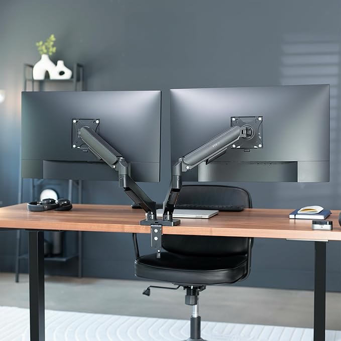 VIVO Dual Monitor up to 32 inches and 19.8 lbs per Screen, Pneumatic Arm Desk - Image 9