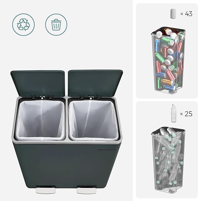SONGMICS Trash Can, 2 x 8 Gallon Garbage Can - Image 6