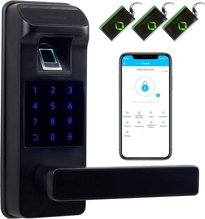 Harfo Smart Door Lock, Heavy Duty 5 in 1 Keyless Entry Door Lock, Full App by HARFO