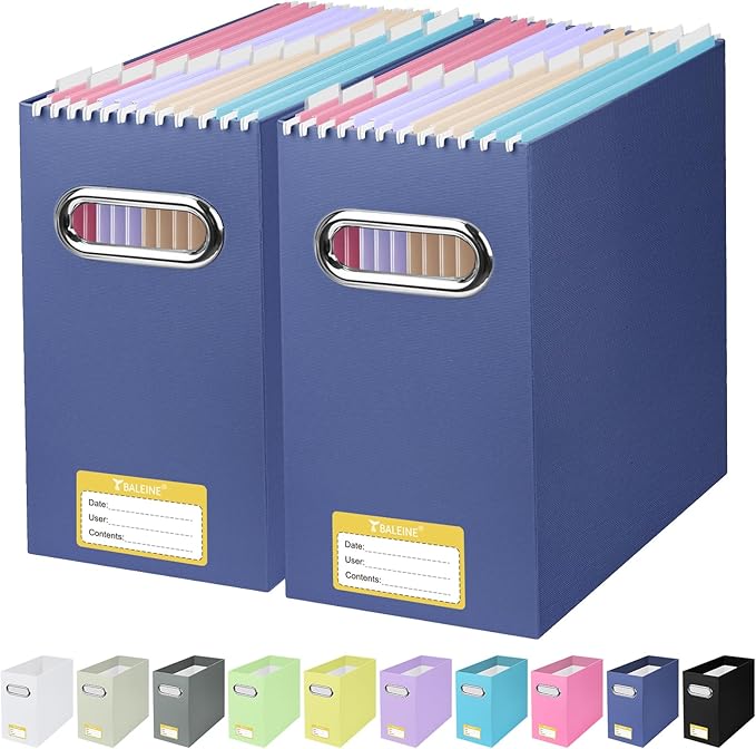 BALEINE File Organizer Box, Cardboard File Folder Organizer by BALEINE