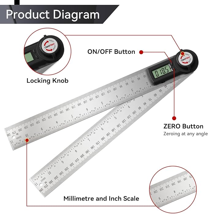 GemRed 82305 Digital Angle Finder Protractor - Image 2
