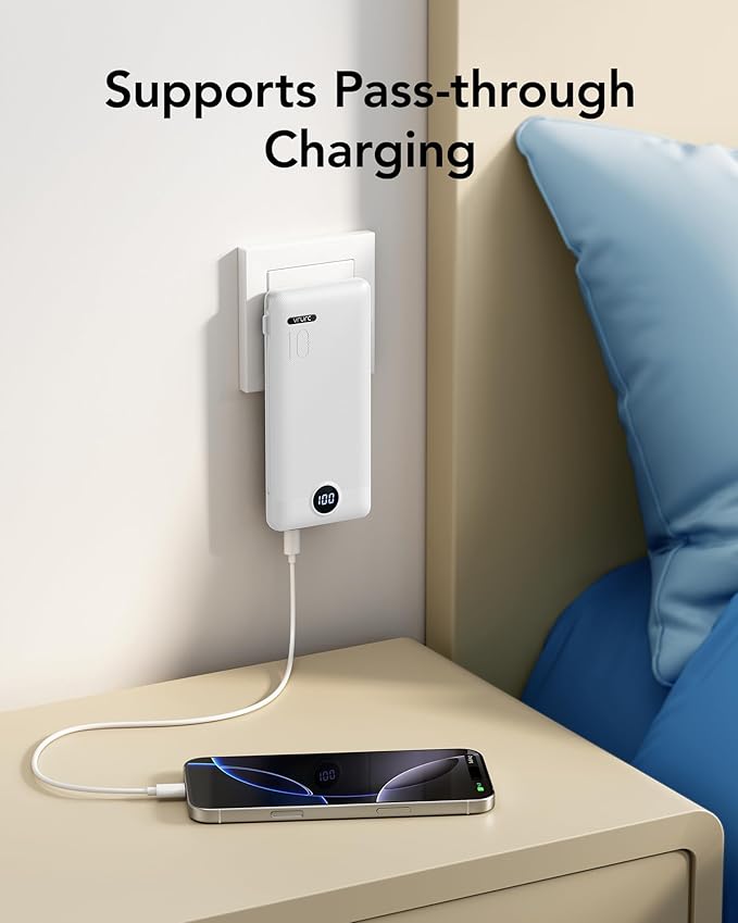 VRURC Portable Charger with Wall Plug, 10000mAh Slim Portable Charger Built in - Image 7
